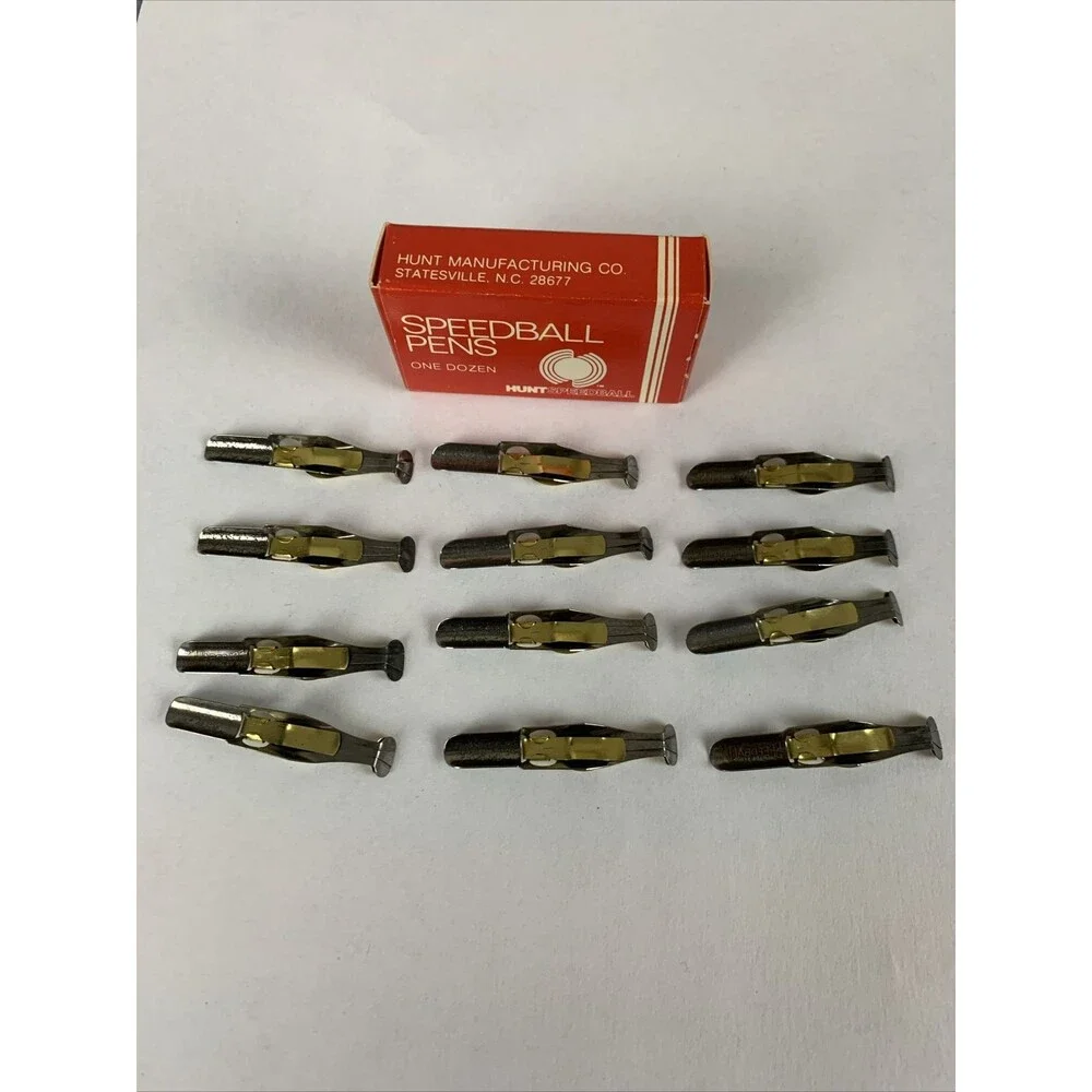 Vintage HUNT SPEEDBALL PENS D-00 Oval Easy To Use Calligraphy Pen Nibs (12)